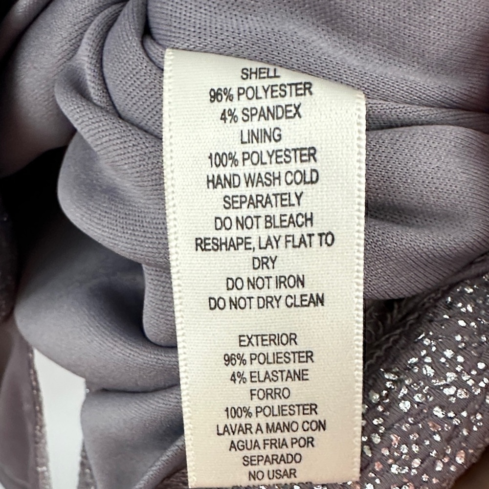 NWT Eliza J Foiled Knit Halter Sheath Dress Lilac Metallic Cocktail 10 - Picture 8 of 11